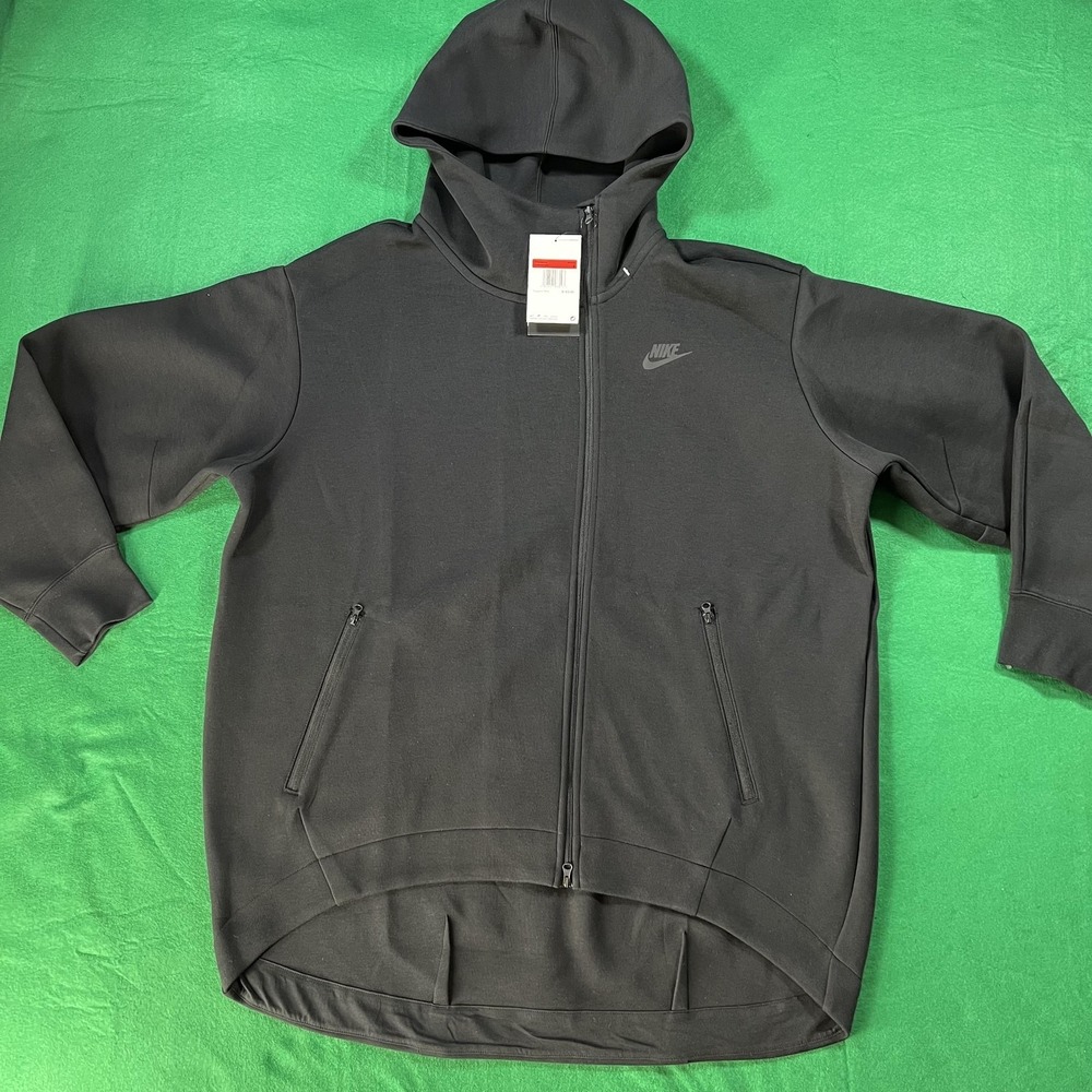 Nike Tech Fleece Hoodie Jacket Womens Size Large Black Full Zip Sweatshirt New
